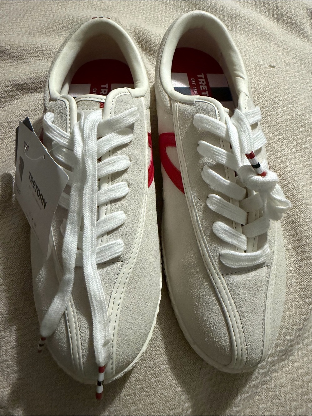 Tretorn White Suede Sneakers with Red Accent - NWT